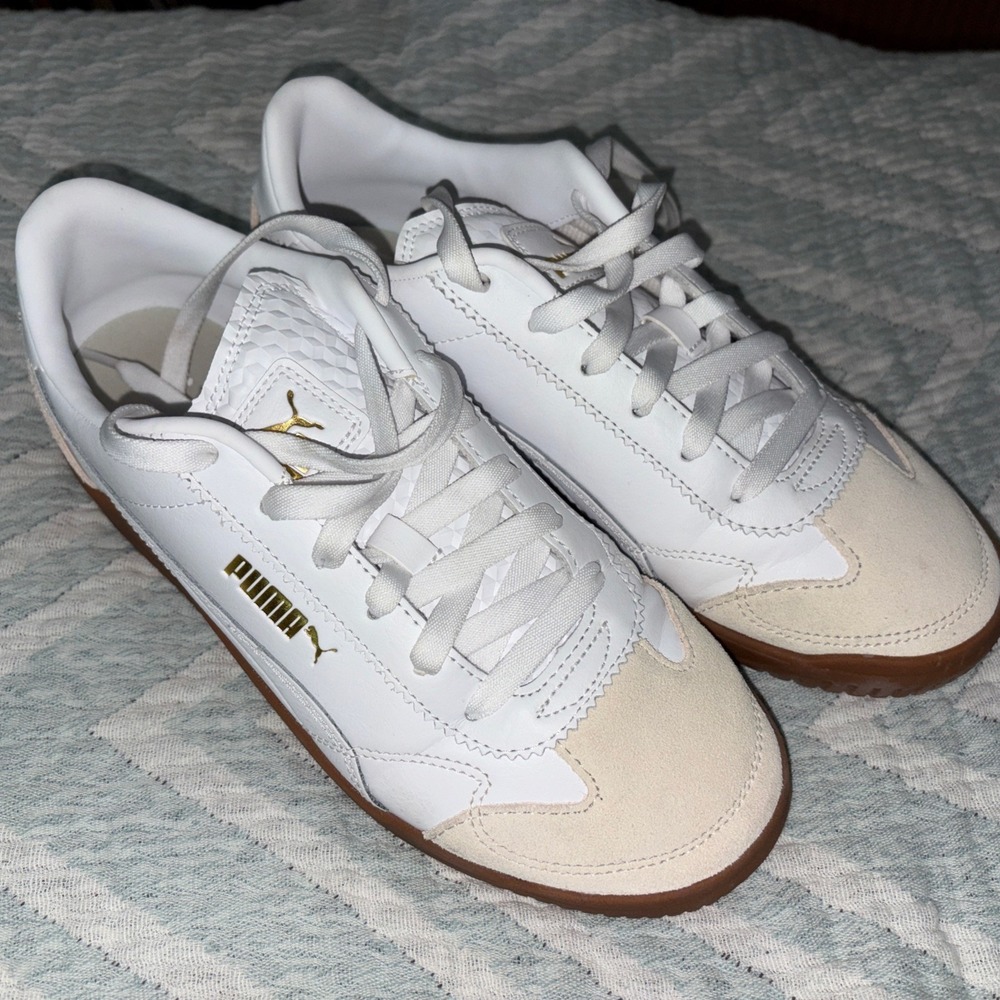 PUMA Club 5V5 Lux Lace Up Mens Off White, White Sneakers Casual Shoes 39744901